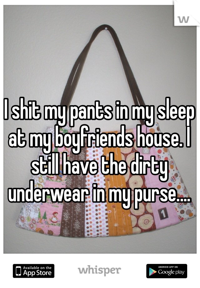 I shit my pants in my sleep at my boyfriends house. I still have the dirty underwear in my purse....