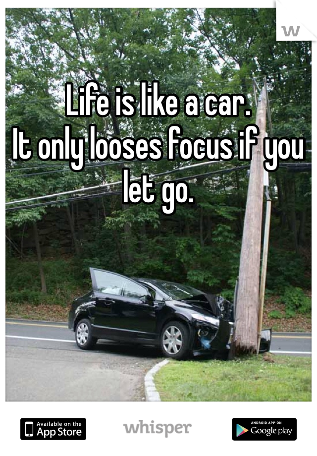Life is like a car.
It only looses focus if you let go. 