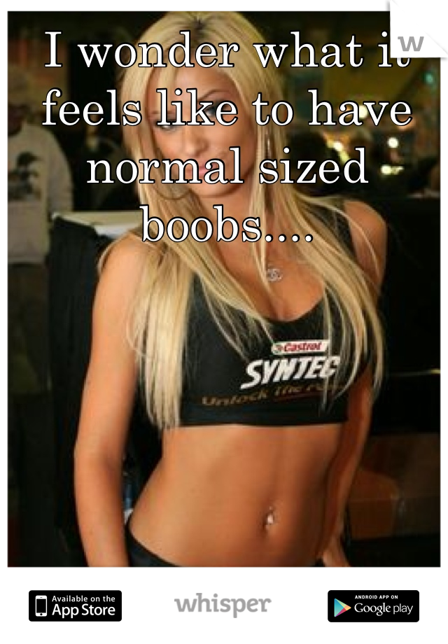 I wonder what it feels like to have normal sized boobs.... 