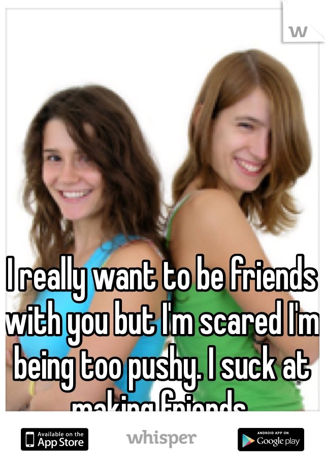 I really want to be friends with you but I'm scared I'm being too pushy. I suck at making friends. 