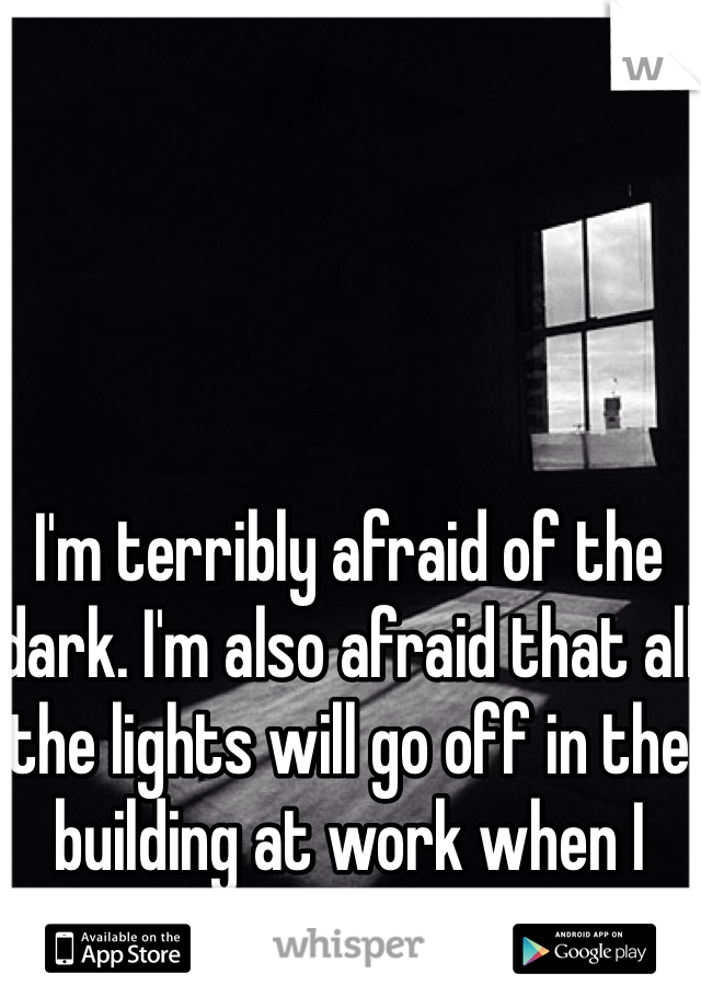 I'm terribly afraid of the dark. I'm also afraid that all the lights will go off in the building at work when I have the night shifts 