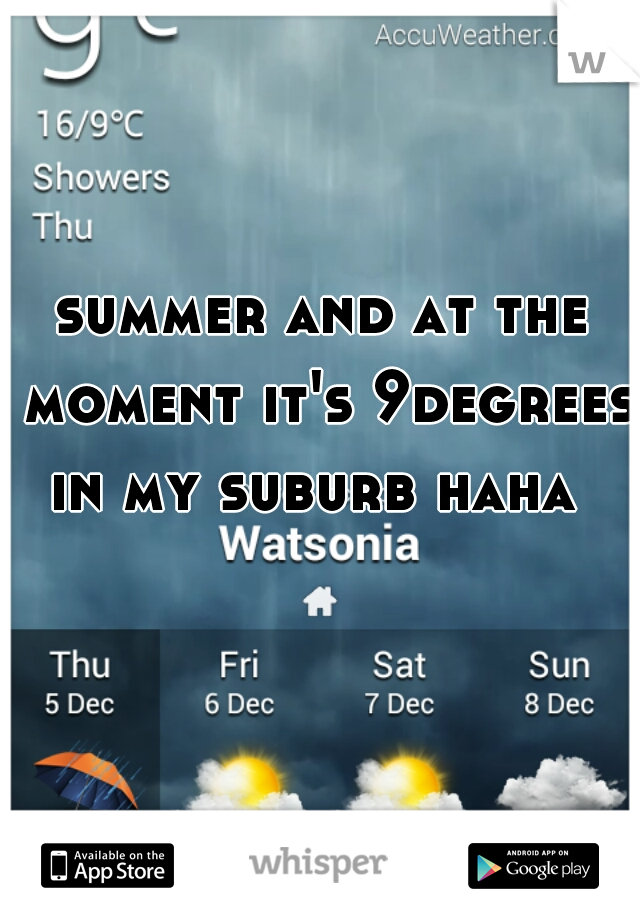 summer and at the moment it's 9degrees in my suburb haha  