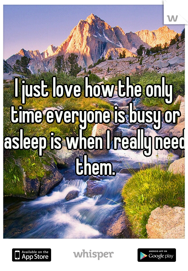 I just love how the only time everyone is busy or asleep is when I really need them.