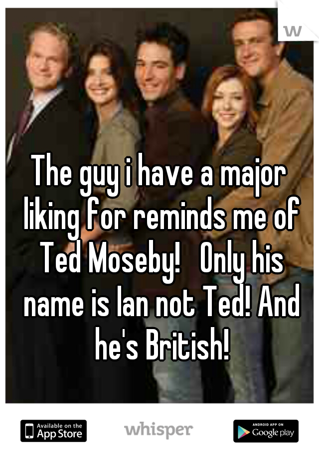 The guy i have a major liking for reminds me of Ted Moseby!   Only his name is Ian not Ted! And he's British!