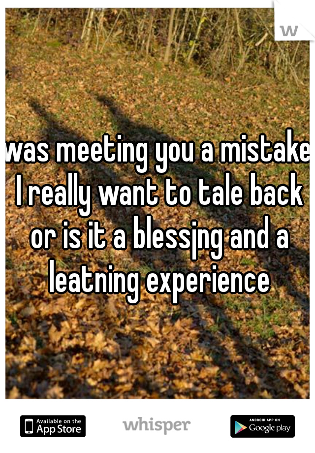 was meeting you a mistake I really want to tale back or is it a blessjng and a leatning experience