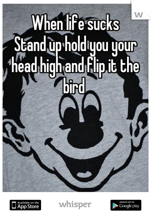 When life sucks 
Stand up hold you your head high and flip it the bird 