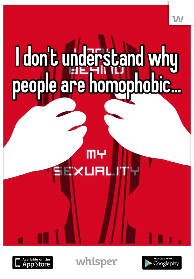 I don't understand why people are homophobic... 
