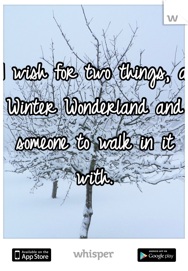 I wish for two things, a Winter Wonderland and someone to walk in it with.