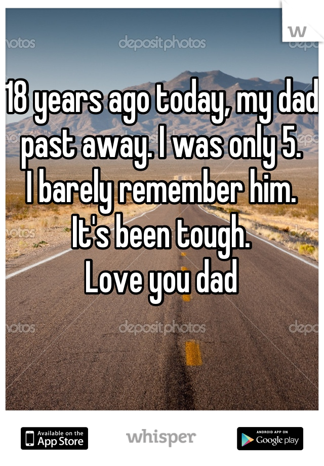 18 years ago today, my dad past away. I was only 5.
I barely remember him.
It's been tough.
Love you dad 
