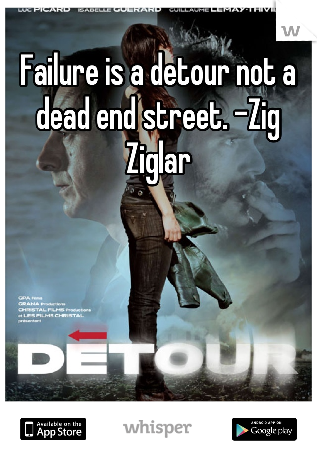Failure is a detour not a dead end street. –Zig Ziglar