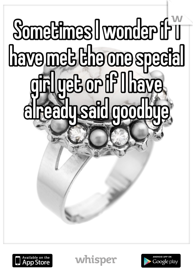 Sometimes I wonder if I have met the one special girl yet or if I have already said goodbye