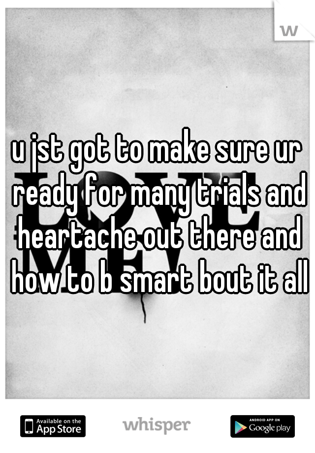 u jst got to make sure ur ready for many trials and heartache out there and how to b smart bout it all