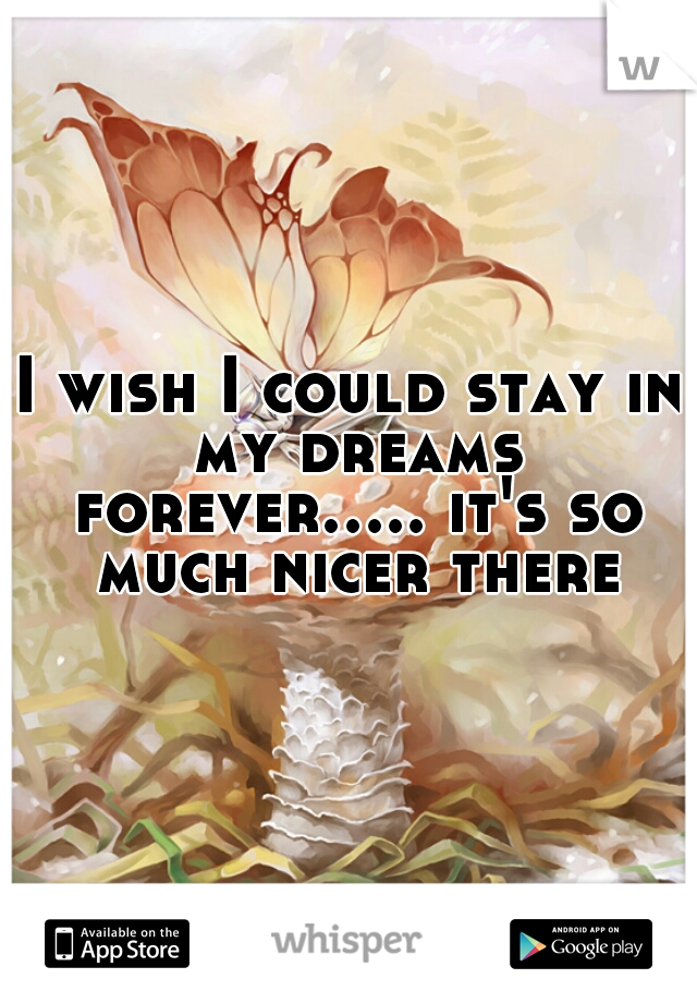 I wish I could stay in my dreams forever..... it's so much nicer there
