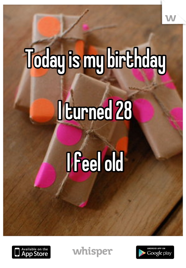 Today is my birthday

I turned 28

I feel old