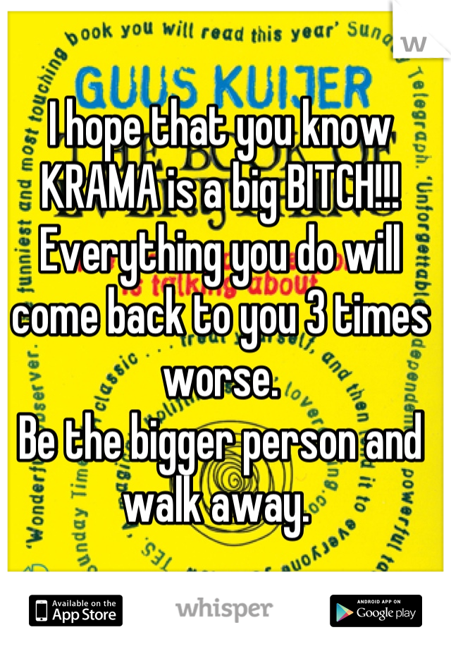 I hope that you know KRAMA is a big BITCH!!!  
Everything you do will come back to you 3 times worse. 
Be the bigger person and walk away. 