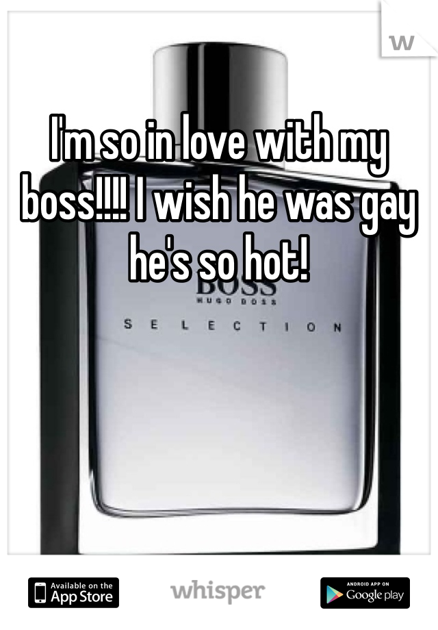 I'm so in love with my boss!!!! I wish he was gay he's so hot! 