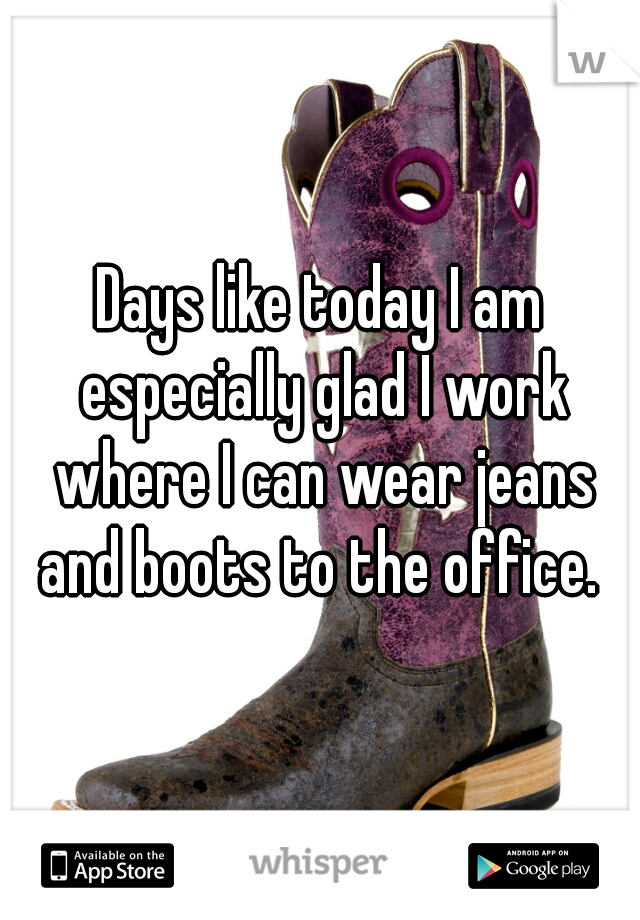 Days like today I am especially glad I work where I can wear jeans and boots to the office. 