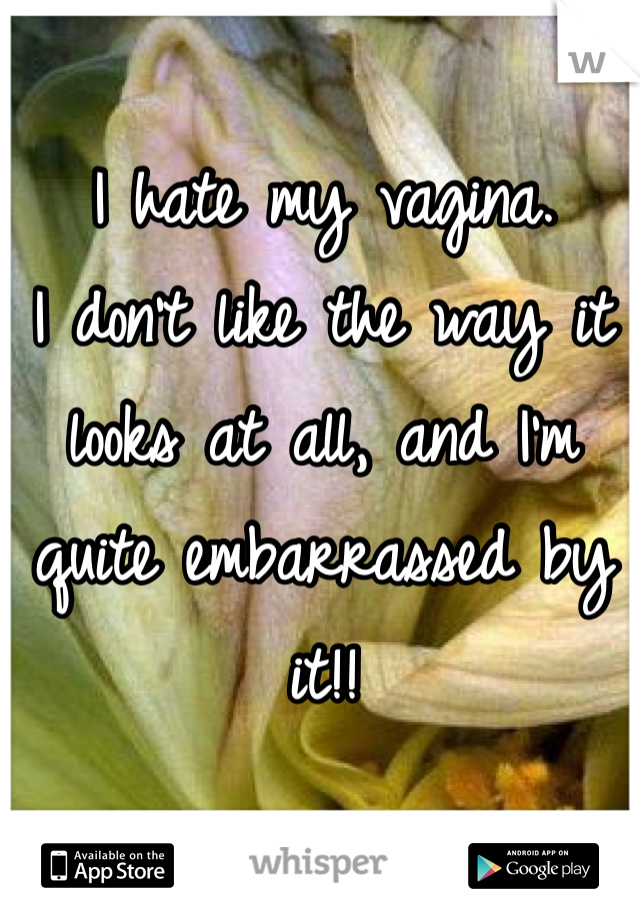 I hate my vagina.
I don't like the way it looks at all, and I'm quite embarrassed by it!!