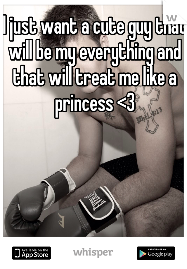 I just want a cute guy that will be my everything and that will treat me like a princess <3
