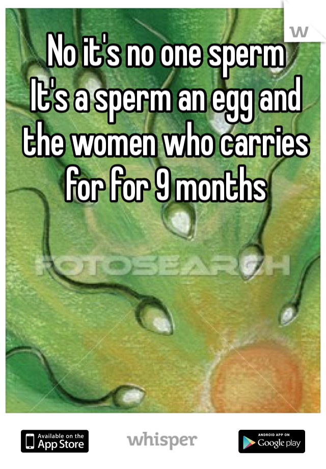 No it's no one sperm 
It's a sperm an egg and the women who carries for for 9 months  