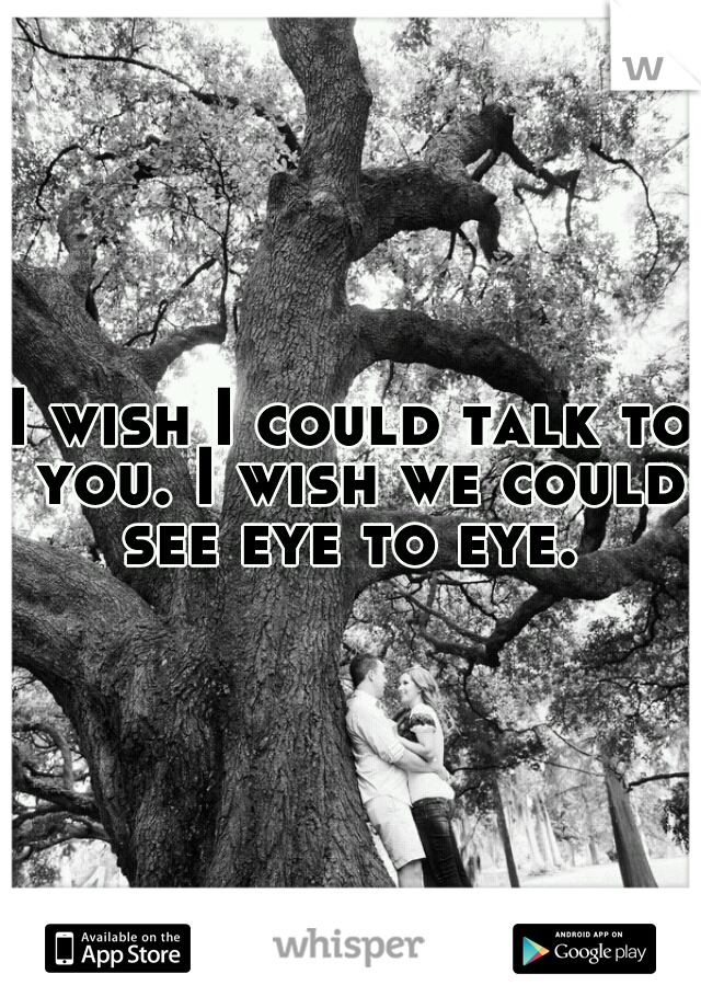 I wish I could talk to you. I wish we could see eye to eye. 