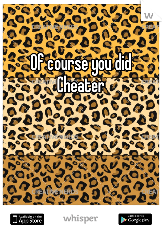 Of course you did
Cheater 