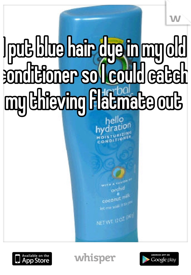 I put blue hair dye in my old conditioner so I could catch my thieving flatmate out 