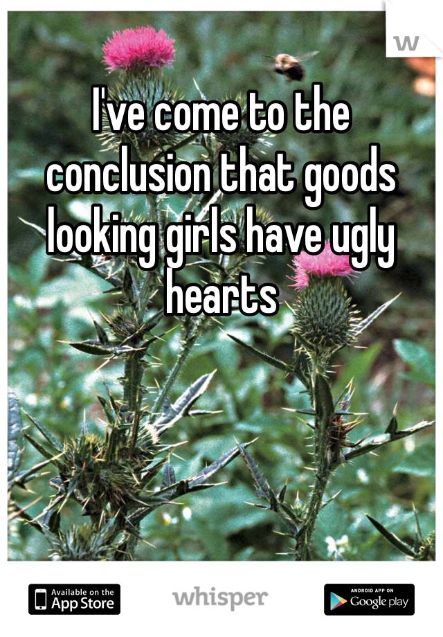 I've come to the conclusion that goods looking girls have ugly hearts