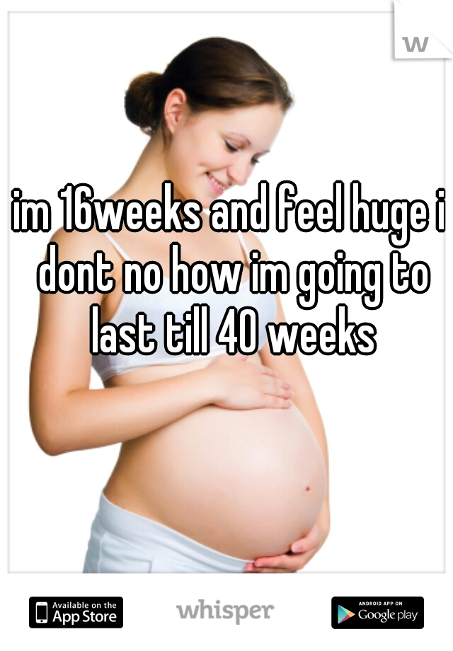 im 16weeks and feel huge i dont no how im going to last till 40 weeks