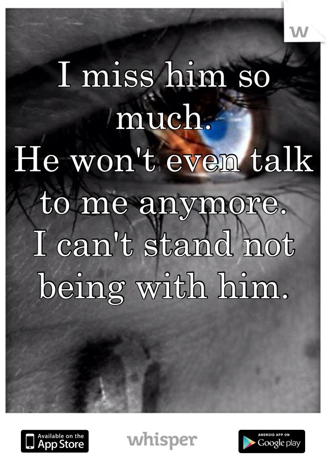 I miss him so much. 
He won't even talk to me anymore. 
I can't stand not being with him. 