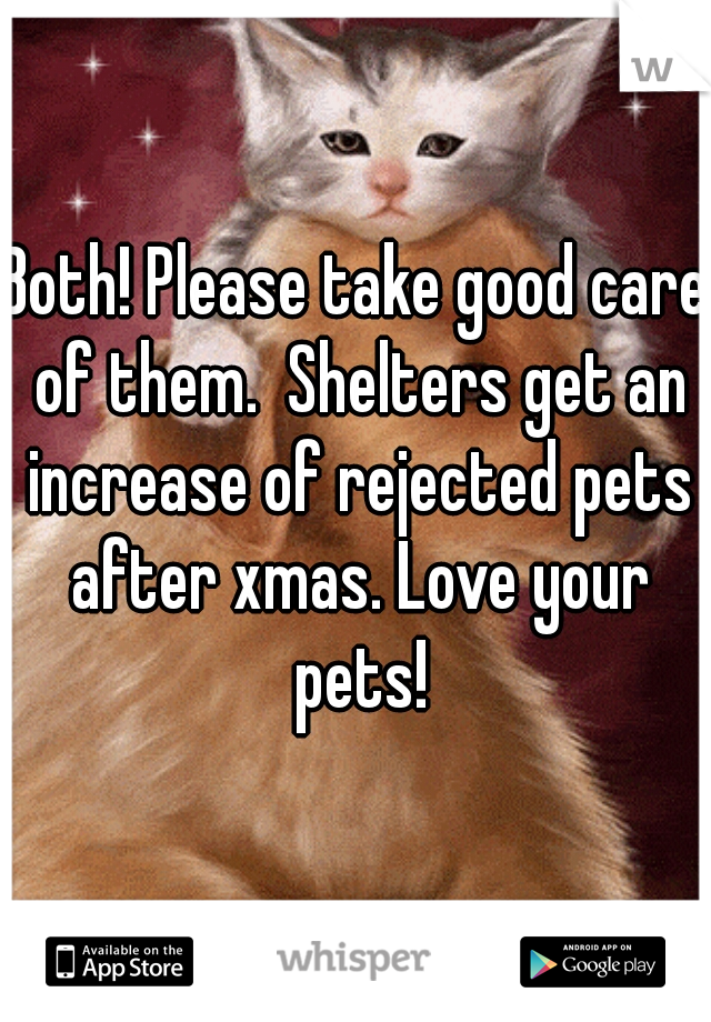 Both! Please take good care of them.  Shelters get an increase of rejected pets after xmas. Love your pets!