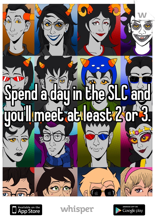 Spend a day in the SLC and you'll meet at least 2 or 3. 