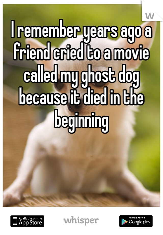 I remember years ago a friend cried to a movie called my ghost dog because it died in the beginning  