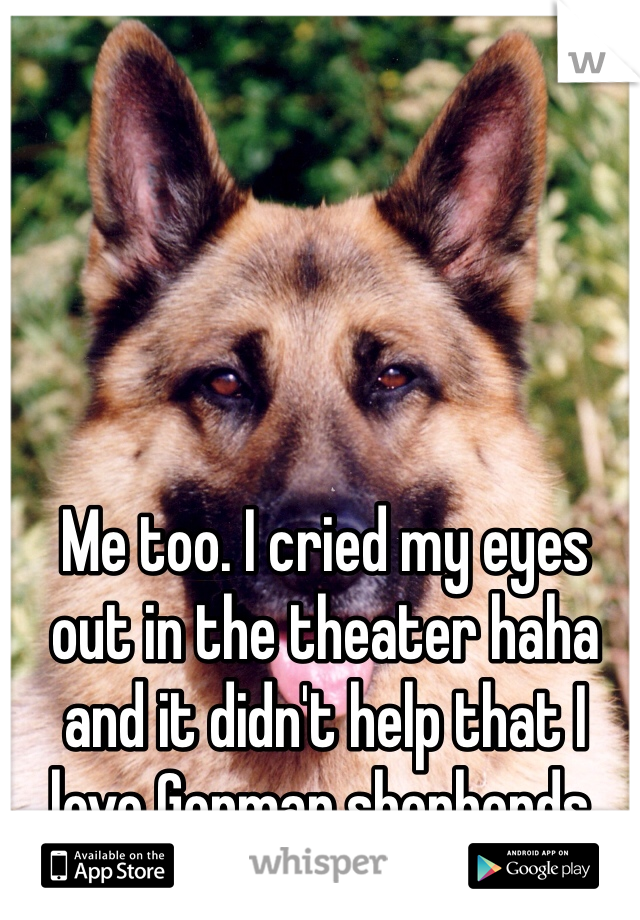 Me too. I cried my eyes out in the theater haha and it didn't help that I love German shepherds. 
