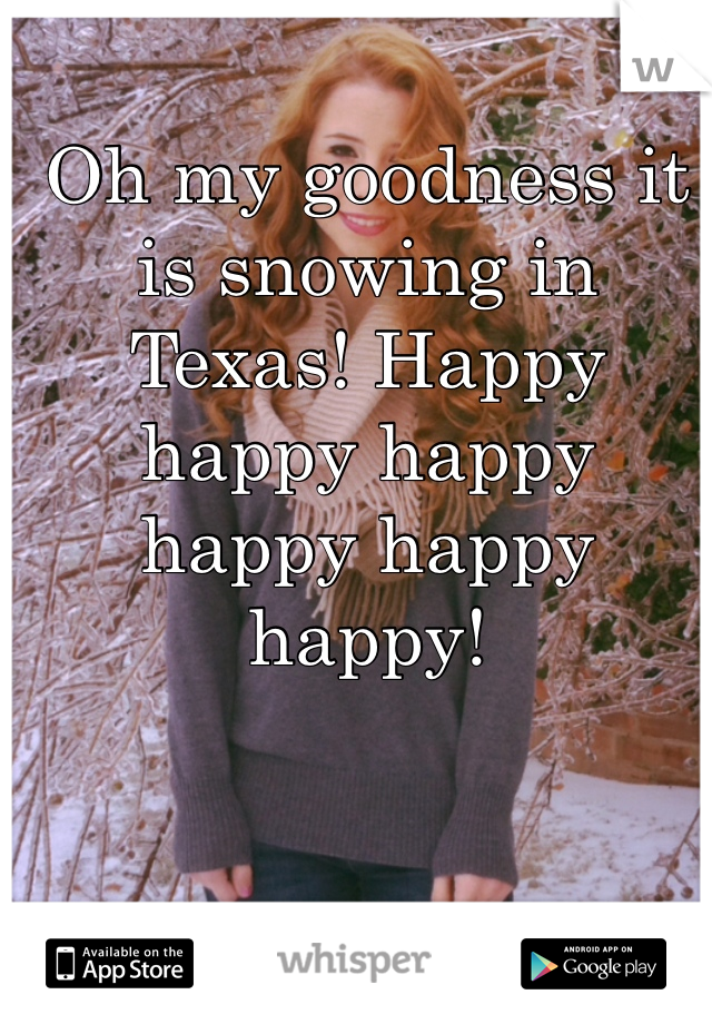 Oh my goodness it is snowing in Texas! Happy happy happy happy happy happy!