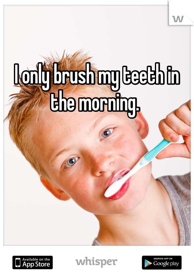 I only brush my teeth in the morning. 