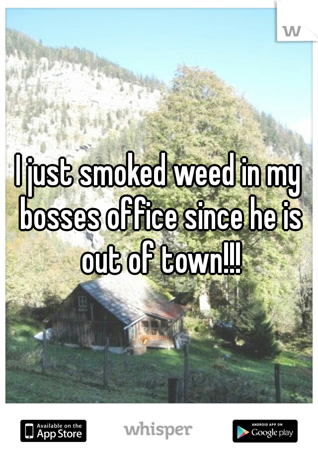 I just smoked weed in my bosses office since he is out of town!!!