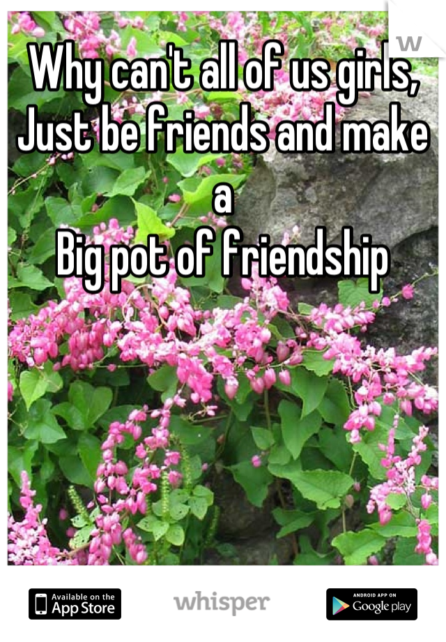Why can't all of us girls, 
Just be friends and make a 
Big pot of friendship