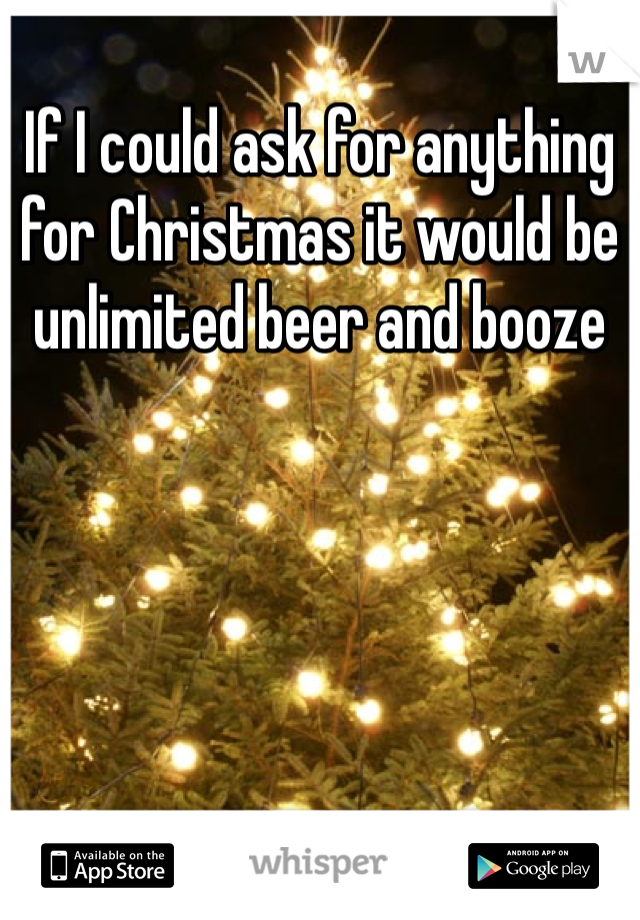 If I could ask for anything for Christmas it would be unlimited beer and booze