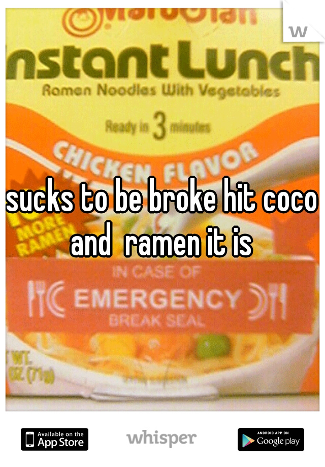 sucks to be broke hit coco and  ramen it is 