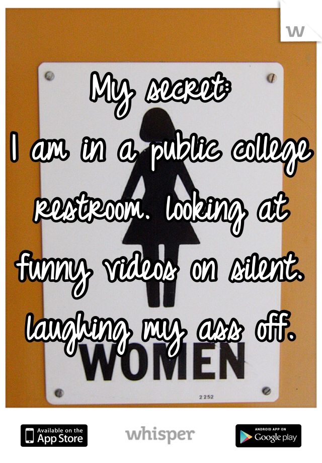 My secret:
I am in a public college restroom. looking at funny videos on silent.
laughing my ass off.