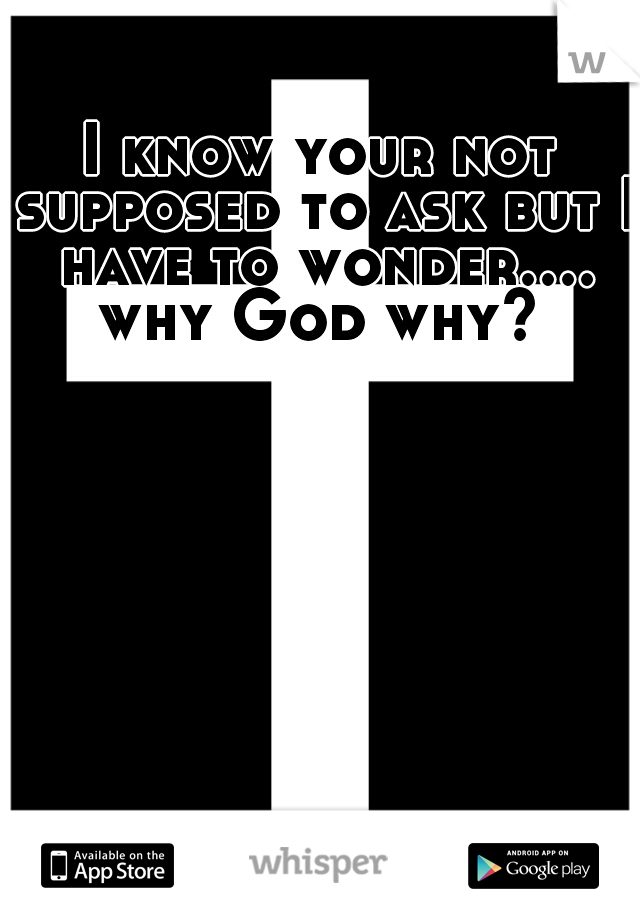 I know your not supposed to ask but I have to wonder.... why God why? 
