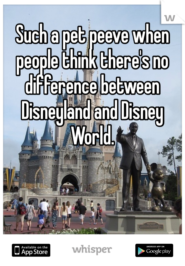 Such a pet peeve when people think there's no difference between Disneyland and Disney World. 