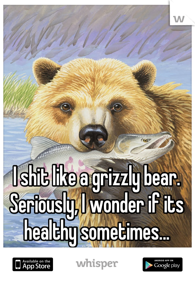 I shit like a grizzly bear. Seriously, I wonder if its healthy sometimes...