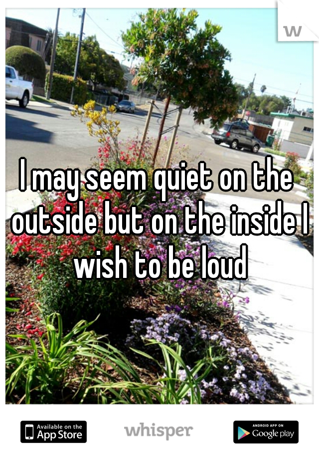 I may seem quiet on the outside but on the inside I wish to be loud