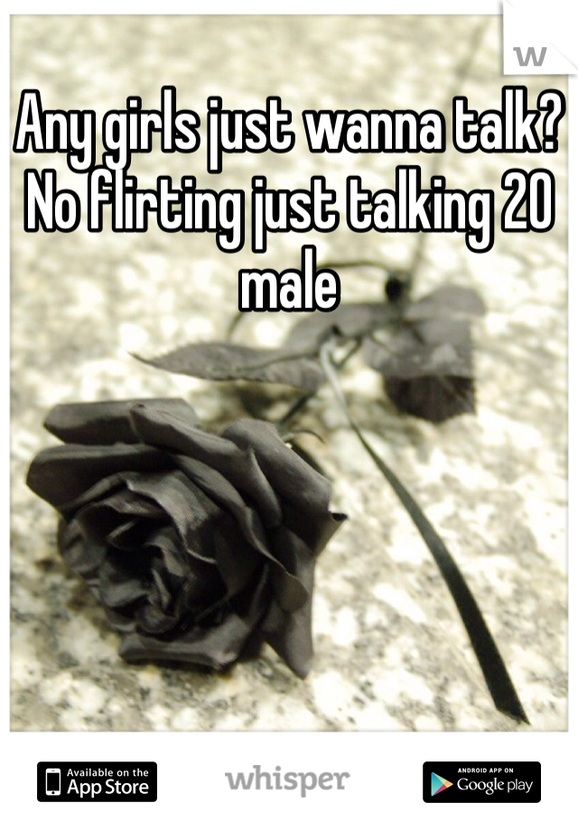 Any girls just wanna talk? No flirting just talking 20 male