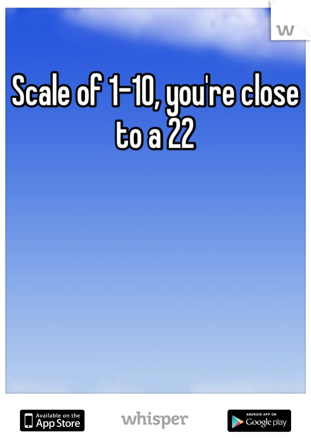 Scale of 1-10, you're close to a 22