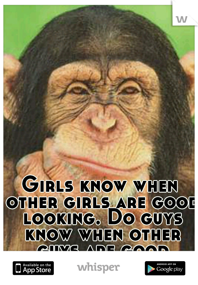 Girls know when other girls are good looking. Do guys know when other guys are good looking?