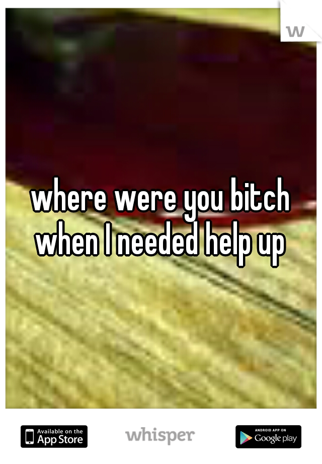 where were you bitch when I needed help up 