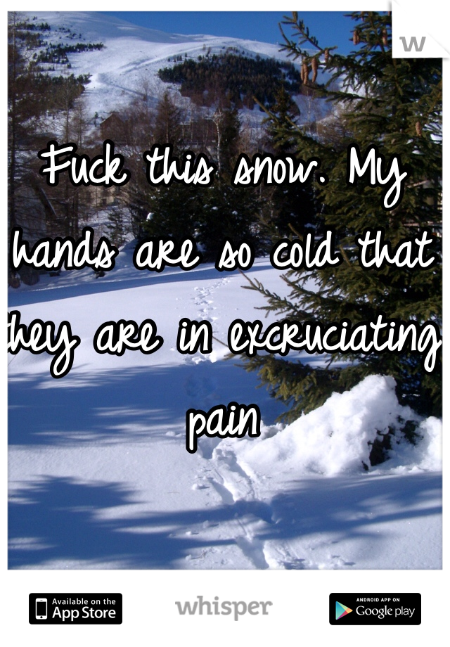 Fuck this snow. My hands are so cold that they are in excruciating pain